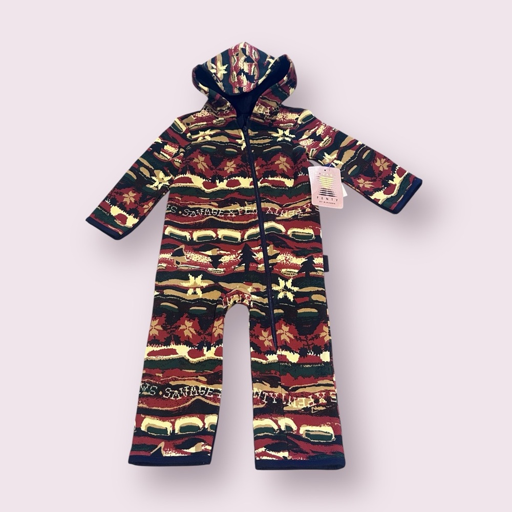 NWT Baby Savage X Fenty By Rihanna Hooded Zip Up One Piece Cabin Cutie Print
